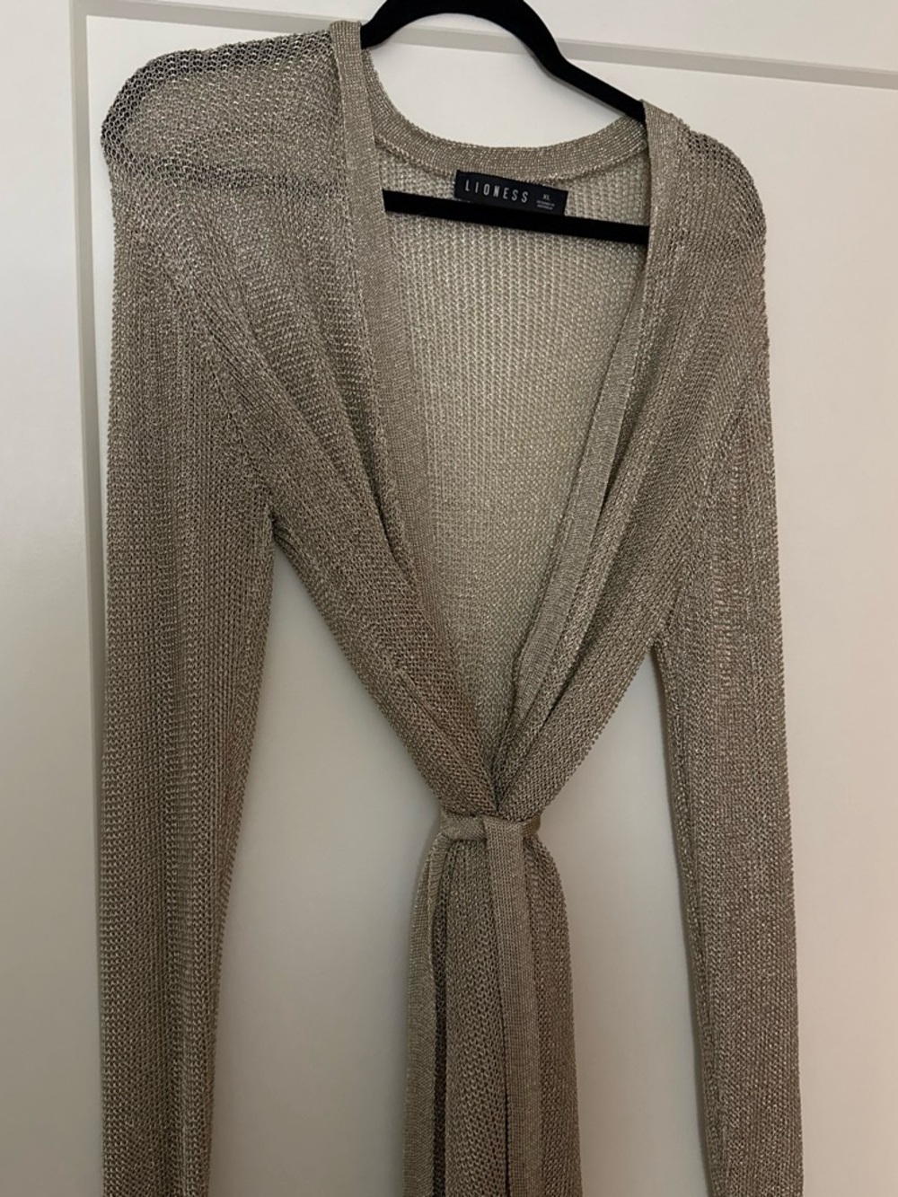 Lioness Princess Polly Metallic Open Crochet Wrap dress.